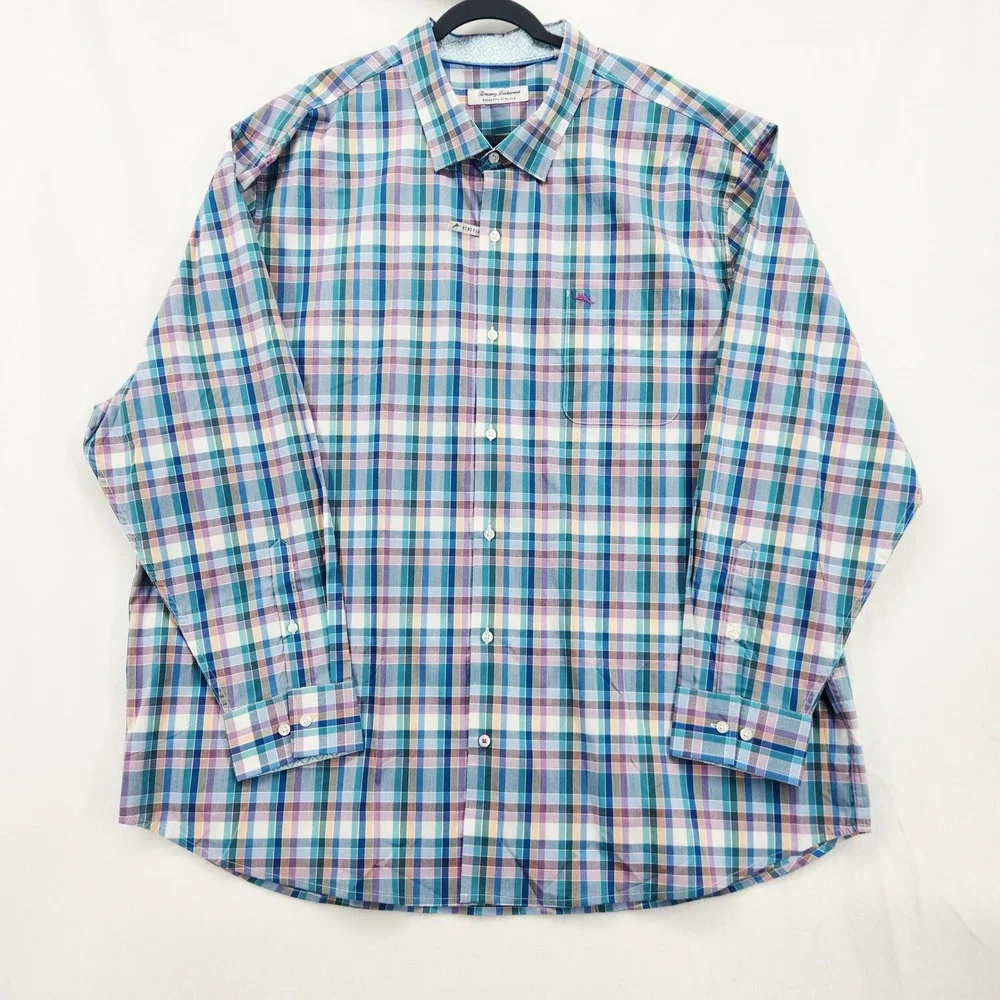 Tommy Bahama Sarasota Stretch Los Reyes Plaid Shirt XXXL Eclipse ST326978 NEW
